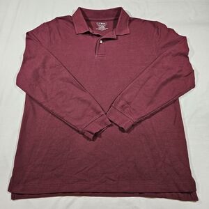 L.L. Bean Men's Polo Shirt Long Sleeve Large Regular Maroon 100% Cotton